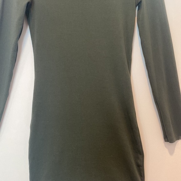 ZARA Olive Green Long Sleeve Cotton Dress size Small - Picture 6 of 7
